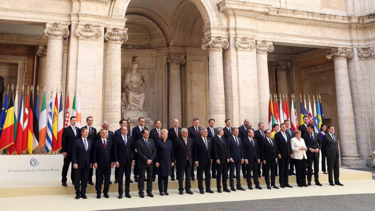 Европейските лидери се събраха в Рим, за да честват подписването на документите, положили основите на днешния Европейски съюз.