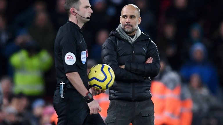 След последния съдийски сигнал Пеп иронично стисна ръката на реферите. Майкъл Оливър и асистентите му обаче се справиха с мача и проблемите на Сити са съвсем другаде