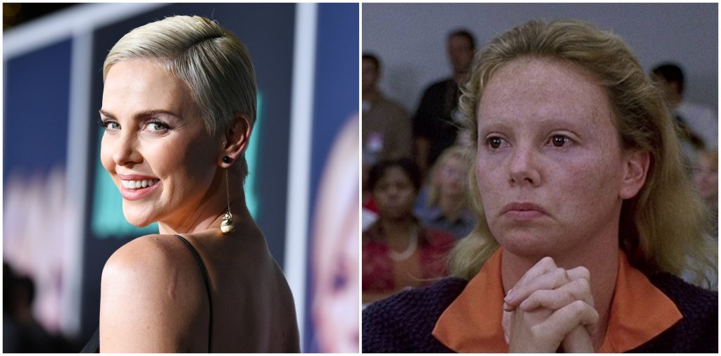 Чарлийз Терон в “Чудовище”
Може би най-емблематичният пример на актриса, която скрива красотата си за роля, е Чарлийз Терон в “Чудовище”. Звездата качва 14 кг. и прекарва по няколко часа в гримьорната, за да постигне отблъскващия вид на серийния убиец Айлин Уорън. С неузнаваемата си промяна тя получи “Оскар”, което не ѝ попречи няколко години по-късно да бъде обявена за на-секси жената на планетата на списание Esquire.