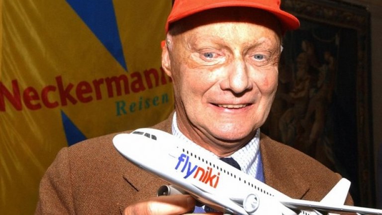 Ники Лауда, собственик на авиокомпания
През 1979 година Ники напусна Формула 1 и основа Lauda Air, след това му се наложи да се върне на пистата, за да я спаси с милионите на Рон Денис, а по-късно компанията фалира и беше погълната от Austrian Airlines. Ники основа друга компания – Niki, която също вече не е под негов контрол, но от време на време изпълнява полети като капитан на самолет.
