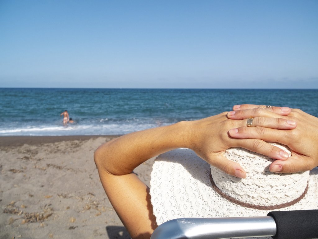 майка, деца, спокойствие, море