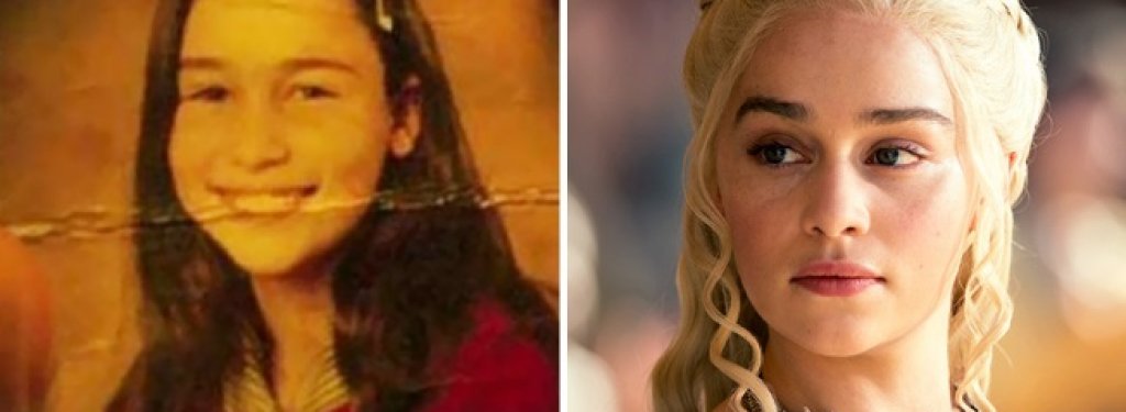 Емилия Кларк – като дете и като Денерис Таргариен в Game of Thrones.