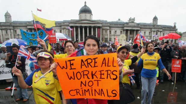 Протест на имигранти във Великобритания