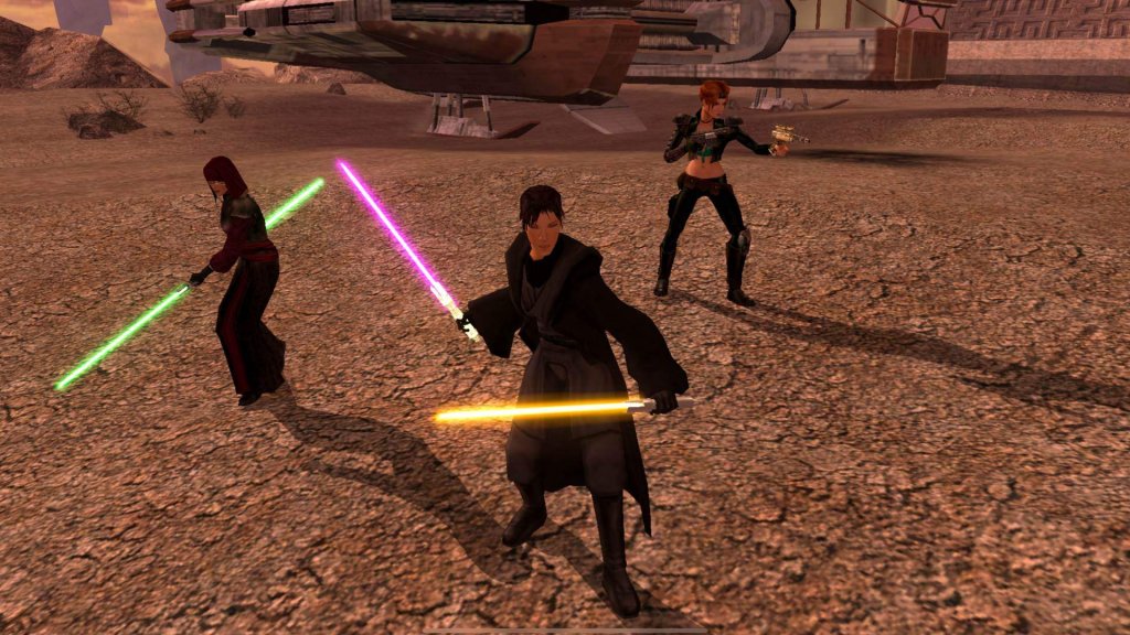 Star Wars: Knights Of The Old Republic

Не са малко тези, които смятат KOTOR за вероятно най-добрата игра от вселената на “Междузвездни войни”. И това съвсем не е случайно, тъй като тя събира в себе си главозамайващо много нововъведения.

Всичко се случва 4000 години преди появата на Галактическата империя, когато могъщ ситски лорд се изправя срещу силите на Републиката. Играчът прави избор между три класа джедаи с възможност за пълно персонализиране на героя преди началото на играта. 

Има постоянно взаимодействие с други персонажи и вземане на сюжетни решения, които носят точки и съответно определят пътя на героя към Светлата или Тъмната страна на Силата. И всичко се случва на фона на разнообразни локации от цялата Галактика.