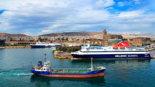 Ships in Port of Piraeus, Athens, Greece, Europe