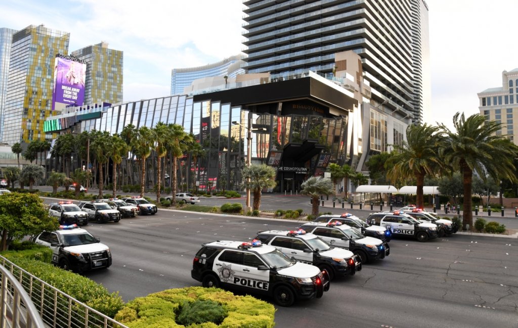 Полицейски автомобили са блокирали булеварда "Лас Вегас" в американската столица на хазарта по време на митинг на движението Black Lives Matter.
