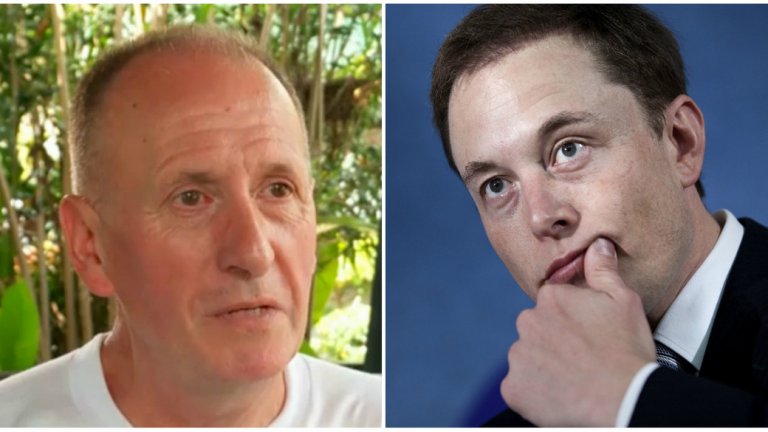 Един от спасителите на децата, блокирани в пещера в Тайланд през 2018-а - Върнън Ънсуърт (вляво на снимката), съдеше предприемача за негови коментари в Twitter.