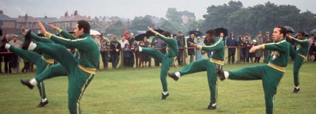 Тренировка на бразилския национален отбор по време на световното първенство в Англия през 1966 г.