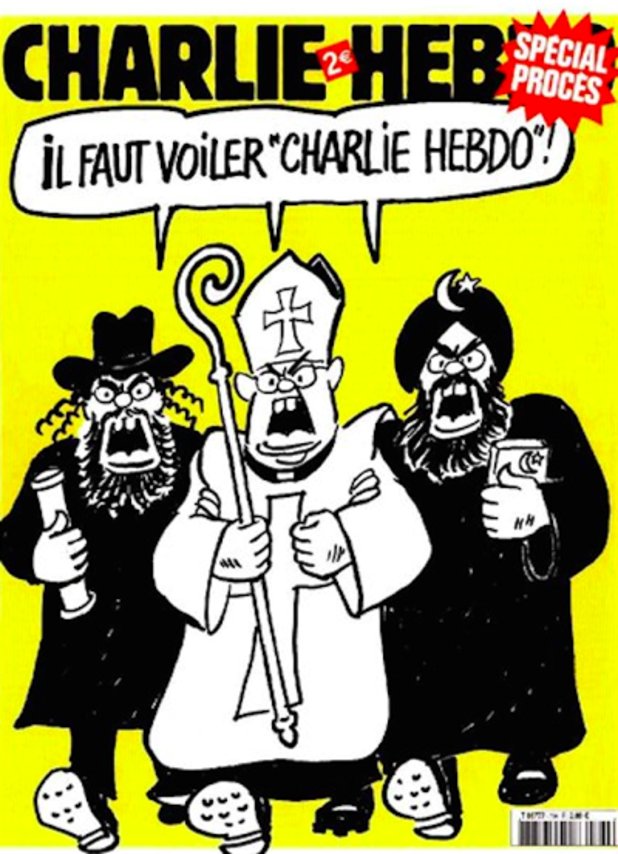 2007 г.
 Евреин, папата и ислямски фундаменталист призовават: "Charlie Hebdo трябва да се забули".