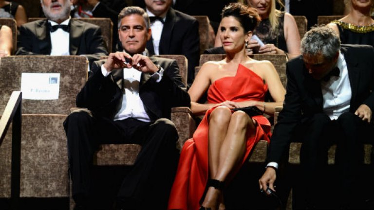 Звездите от "Гравитация" Сандра Бълок и Джордж Клуни
