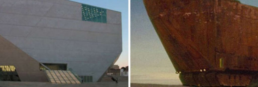  Музеят на музиката в Порто прилича досущ на мобилната кула Sandcrawler, използвана за отбрана и придвижване от трудолюбивите джаваси, разположена върху пясъчна дюна на планетата Татуин
