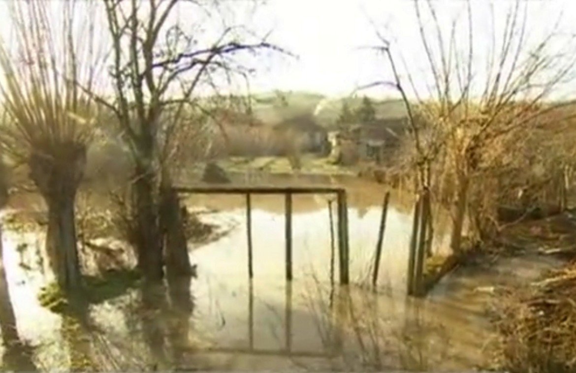 Наводнени дворове в село Бързина.