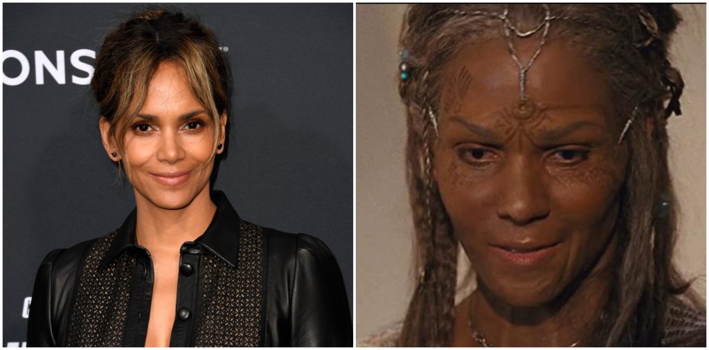 Хали Бери в “Облакът атлас” 
В научната фантастика на Лана Уашовски Хали Бери доказа на кино феновете, че може да излезе от секси образа на жената-котка и момичето на Бонд. Всъщност, доказа го няколко пъти и то в рамките на един филм, изиграйки разнообразие от персонажи, които, казано тактично, не са особено привлекателни. Най-неузнаваемата ѝ трансформация обаче е, когато влезе в ролята на застаряващ кореец с развалени зъби.