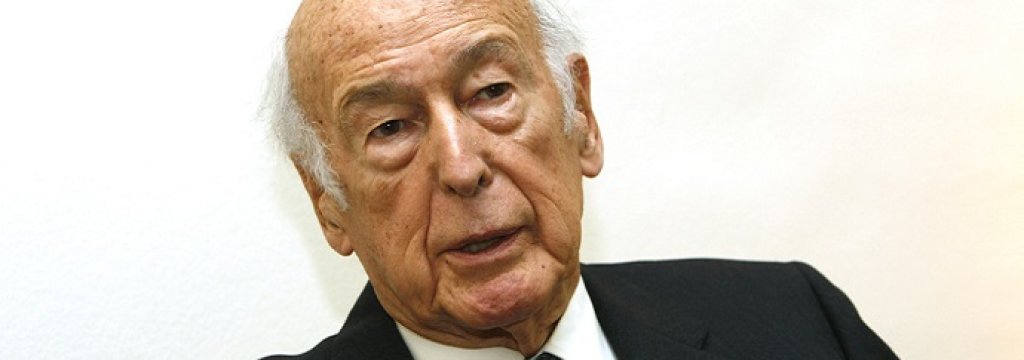 Former France's President Valery Giscard d'Estaing speaks during an interview with Reuters in Paris