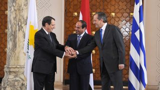Abdel Fattah Al-Sisi --Nicos Anastasiades-Antonis Samaras