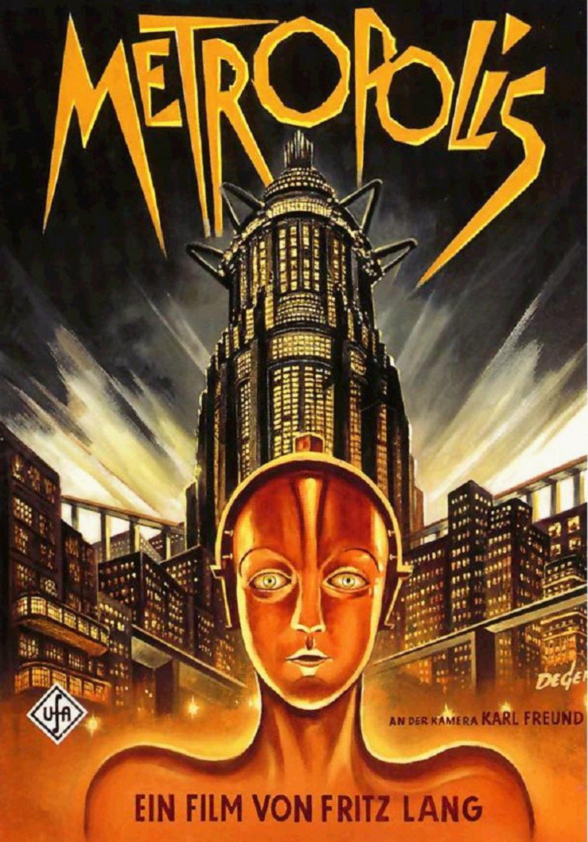  Metropolis / "Метрополис"

Дядото на всички филми от този жанр. Този филм от 1927 г. поставя основите на киберпънка в киното. Футуристичният град Метрополис е дом за едно утопично общество, в което богаташите живеят спокойно и щастливо. Под него обаче функционира още един цял град на бедност и машинария, който поддържа цялата утопия действаща. 
