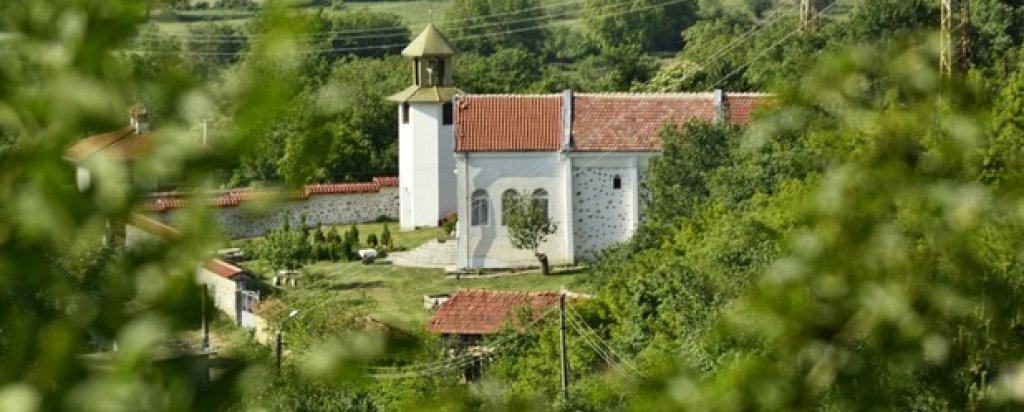 През клоните се открива гледка към построената през 1860-та църква "Св. Прокопий".