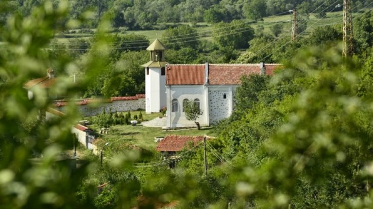 През клоните се открива гледка към построената през 1860-та църква "Св. Прокопий".