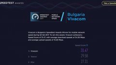 Според спийдтеста на Ookla - услуга, която дава възможност на хората в реално време да тестват скоростта на интернет връзката, най-бързата мобилна мрежа (4G) в България за 2017 г. е  тази VIVACOM