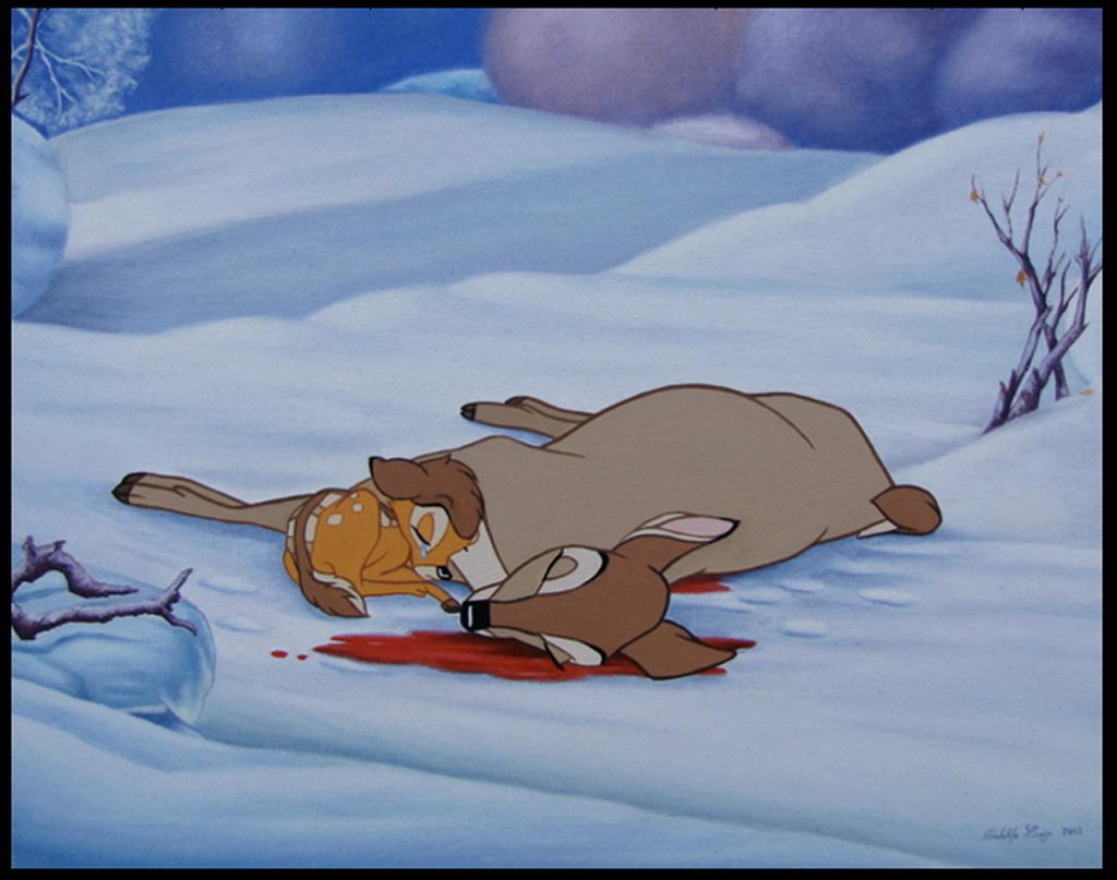 \"Bambi\" 
Някои хора не са гледали филма втори път единствено заради смъртта на майката на Бамби. За много деца това беше първата среща със смъртта на близък. 