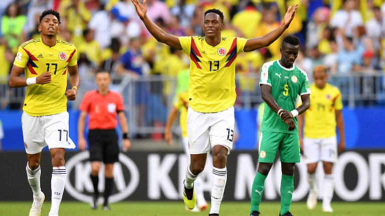 Йери Мина отбеляза втория си гол на Мондиал 2018 и класира Колумбия на 1/8-финалите