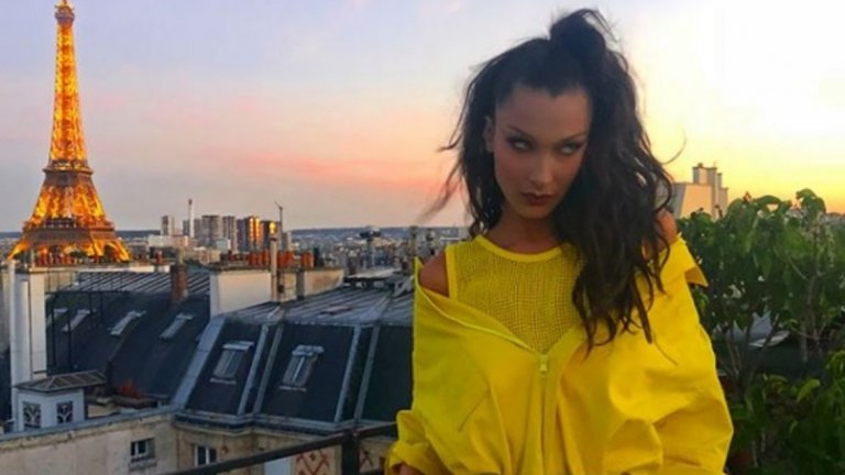 Бела Хадид 
Бела Хадид е решила да обиколи Европа в седмиците, в които не е на модния подиум. Тя мина през Гърция, Италия, Франция, Германия и Австрия като не пропуска да се снима със забележителностите навсякъде. Крайната точка на пътешествието й е Лондон.