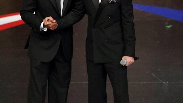 С Тайгър Уудс преди началото на Райдър Къп през 2012 г.