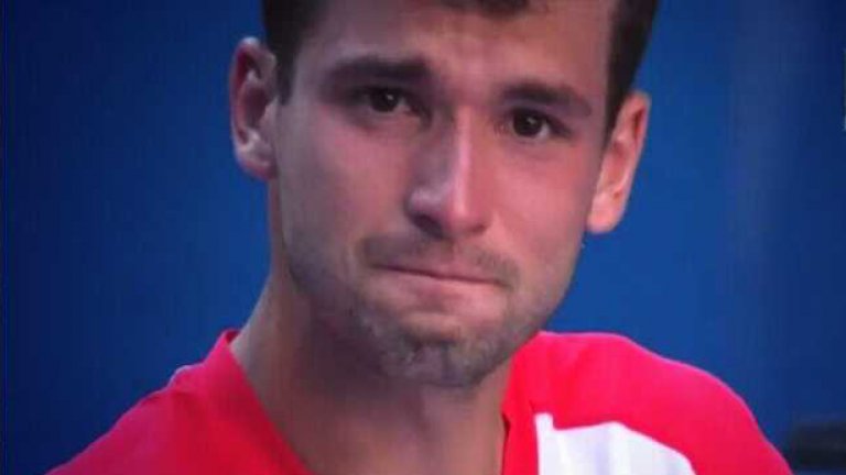 Сълзите на Григор. Секунди след края българинът не успя да сдържи емоциите си след чудесната си игра и отпадането в Мелбърн.