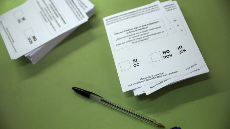 Бюлетината за гласуване на референдума за независимост в Каталуния
