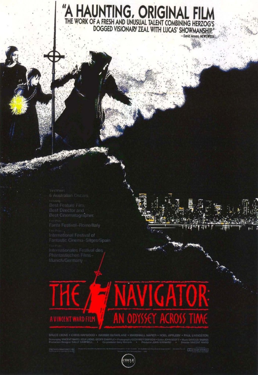 \"The Navigator: A Medieval Odyssey\" (1988)
За да избягат от чумата през 1348 година, група селяни изкопават тунел и се озовават в Нова Зеландия през 20 век. Кадрите се сменят от черно-бяло към цветно, както когато Дороти попада в Оз. 