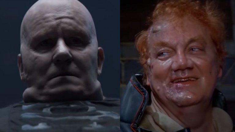 Барон Харконен
Един от основните злодеи е планиращият да унищожи Атреидите барон с неговите отблъскващи сексуални вкусове и свръхедро тяло, което придвижва с помощта на суспенсори. 
В ролята в "Дюн" на Вилньов е Стелан Скорсгорд. Гледали сте го в "Чернобил" на HBO, където играеше Борис Шербина, във филмите на Marvel като д-р Селвиг, в мюзикъла "Мама Мия!", в "Карибски пирати", където е бащата на Орландо Блум, че и в "Добрия Уил Хънтинг", "Ронин" и "На лов за Червения октомври".
Далче по-непопулярният Кенет Макмилан играе ролята, придружена с доста повече отблъскващ грим, във филма от 1984 г.