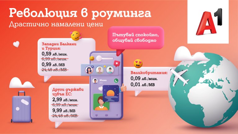 По-лесно общуване с новите намалени цени за роуминг от А1