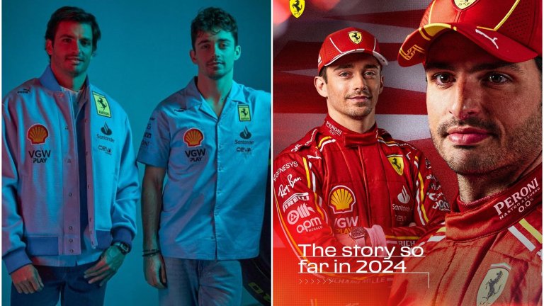 Пилотите на Ферари - Шарл Льоклер и Карлос Сайнц, вече позириха със сините екипи за Гран при на Маями