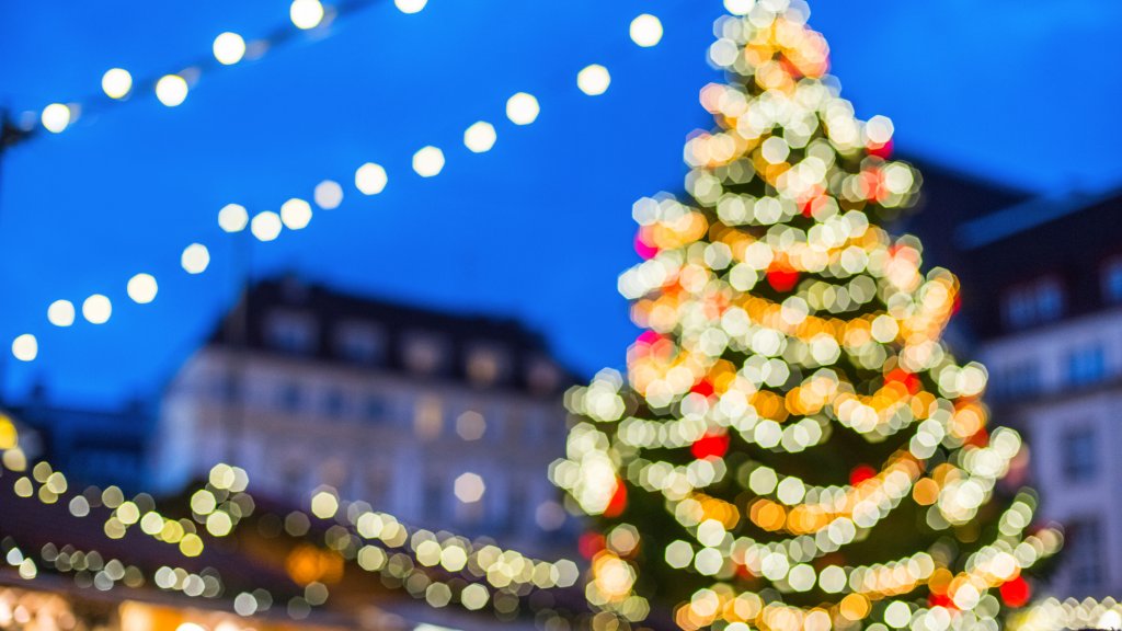 Christmas market on a fair defocused background