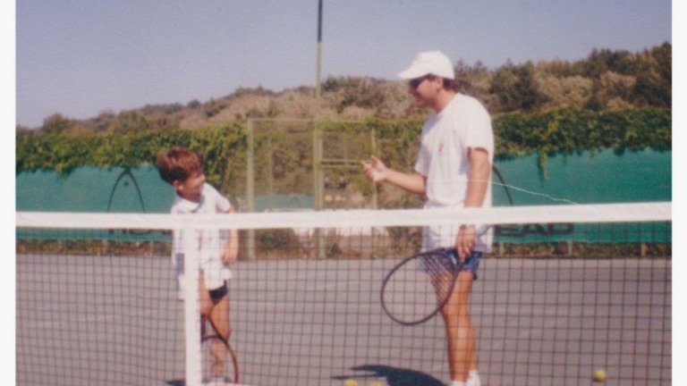 Григор Димитров с баща си на тренировъчния корт