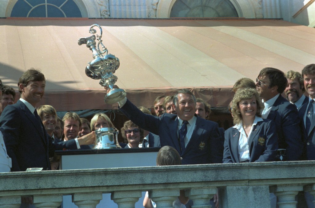Alan Bond Holding Up America's Cup Win