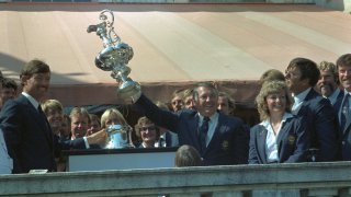 Alan Bond Holding Up America's Cup Win