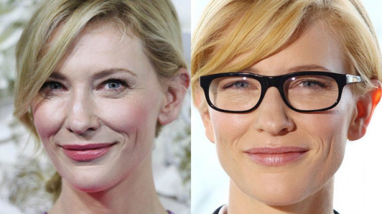 Легендарната Кейт Бланшет често се появява на червения килим с очила, като предпочита смелите класически форми