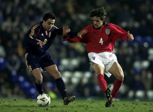 2001 г. Испания - Англия в мач на тимовете до 21 г. Насреща е Оуен Харгрийвс, също после играл за Юнайтед.