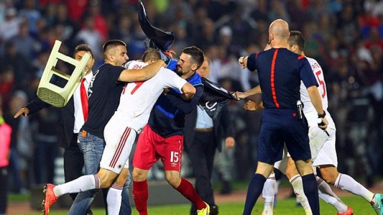 На 14 октомври 2014 г. европейската квалификация между Сърбия и Албания бе прекратена.