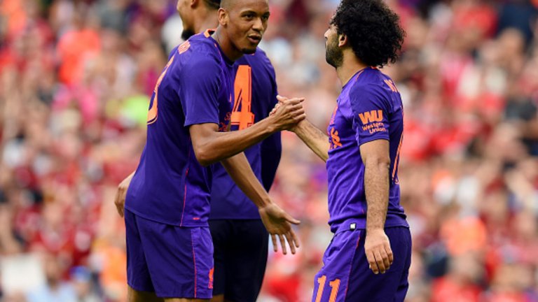 Мохамед Салах и новото попълнение на Ливърпул Фабиньо