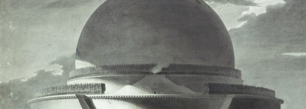 Кенотафът на Нютон, Етиен-Луи Буле

Сферите са интегрален елемент от научните разработки на Исак Нютон. Затова френският архитект Етиен-Луи Буле решава, че именно това решение би било най-адекватно за формата на символичния гроб на учения. 

През 1784 г. той прави чертежи на огромен 150-метров паметник, който надвишава с 8 метра най-високата сграда по това време - катедралата в Страсбург. 

Отвътре кенотафът би трябвало да е кух, а обвивката на купола е проектирана с малки отвори, през които слънчевите лъчи да чертаят карта на съзвездията и планетите. 

Въпреки че сградата остава само на чертеж, част от нейните идеи са заимствани на много други места, включително в Националната библиотека на Франция в Париж. 
