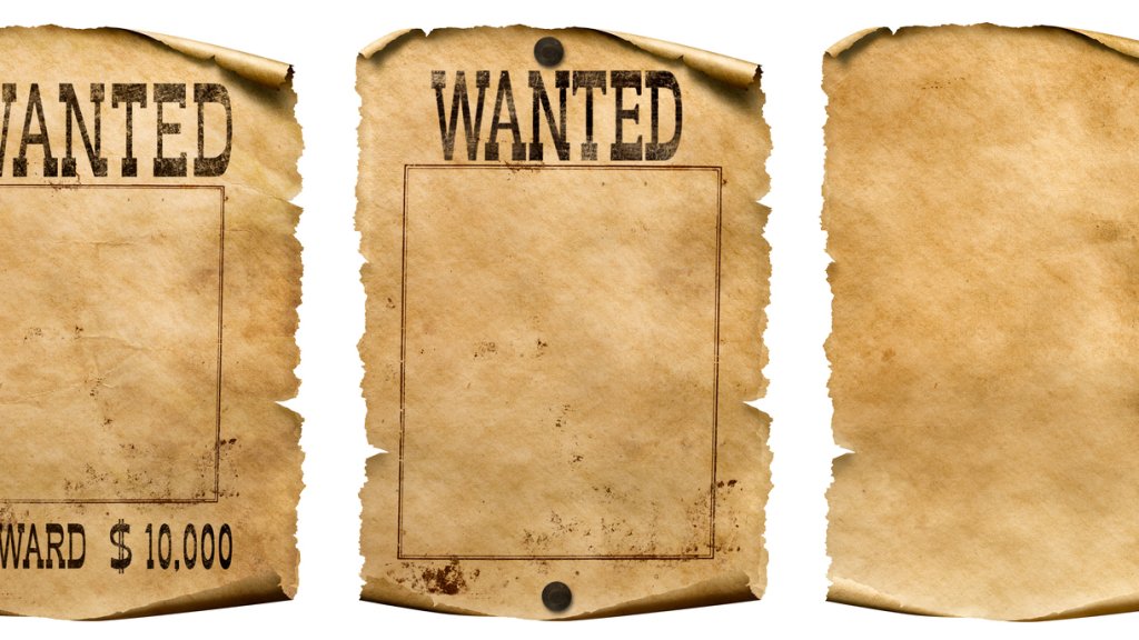Wild west wanted posters set isolated on white