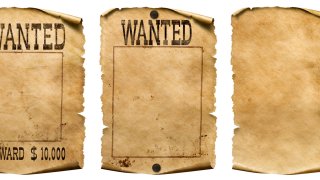 Wild west wanted posters set isolated on white