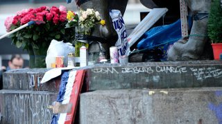 Parisians &amp; Politicians Gather In Place De La Republique To Pay Tribute To 2015 Terrorist Attack Victims