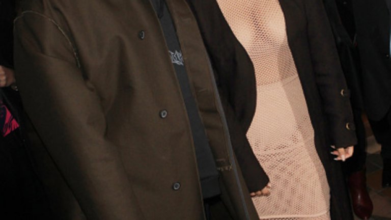 Ким Кардашиан и Кание Уест по време на модното шоу на Lanvin