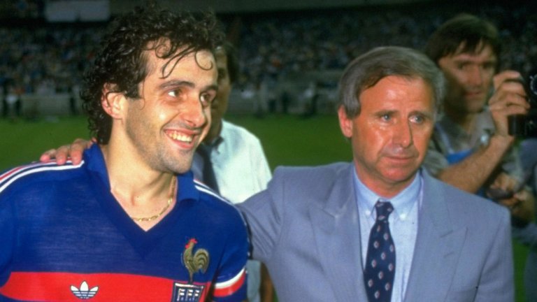 Платини и Идалго в славните времена на големия френски отбор от 80-те