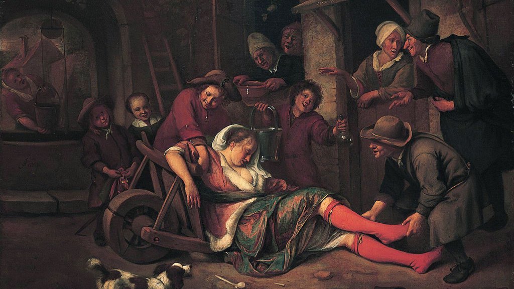 The_wine_is_a_mocker_1663-1664_Jan_Steen