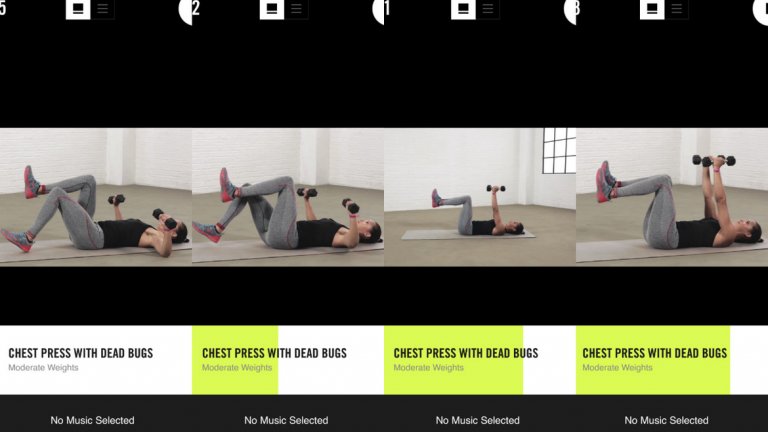 Повдигане на дъмбели + dead bug – 50 сек
Dead Bug – движението се нарича така, защото при него лежите по гръб, ръцете и краката ви са във въздуха и приличате на умряла буболечка. Оригиналното движение dead bug се изпълнява като легнете по гръб, свиете краката си на 90 градуса в коленете и изправите ръцете си към тавана под ъгъл 90 градуса. От това положение спускате противоположните крак и ръка към пода (кракът напред, а ръката назад), връщате в изходно положение и редувате. Сега обаче, тъй като правите упражнение с дъмбели, изпълнявате движението dead bug само с краката – по крак на всяко повдигане на дъмбелите.