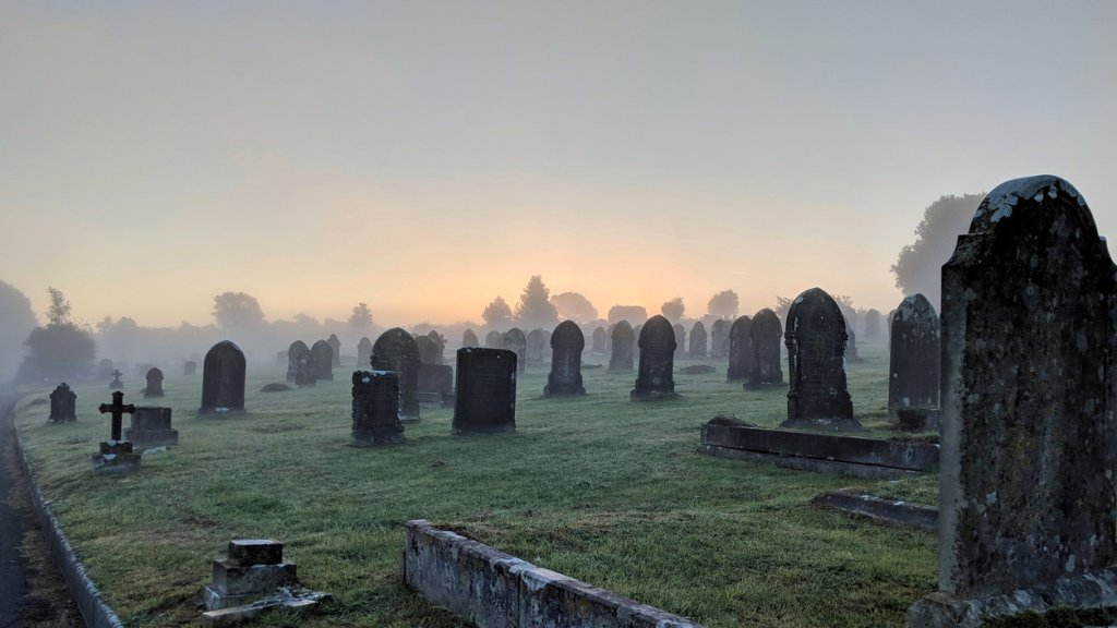 Misty cemetery